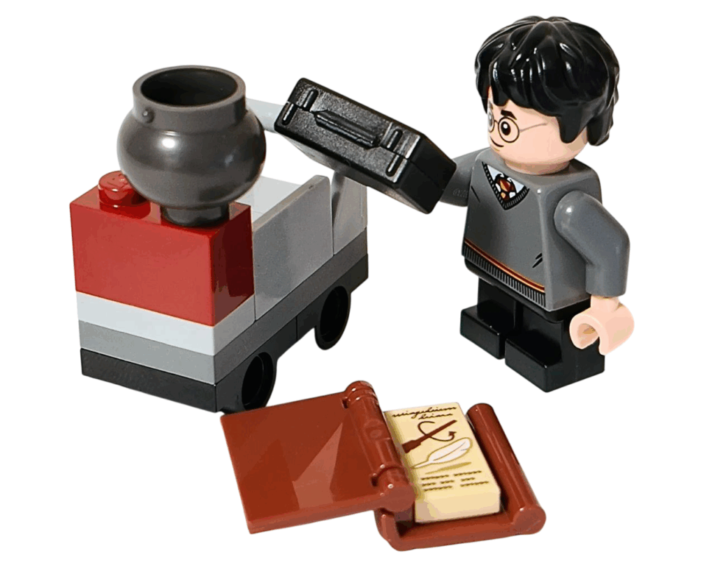 レゴ ハリー・ポッターがトロリーに荷物を積み込むシーン