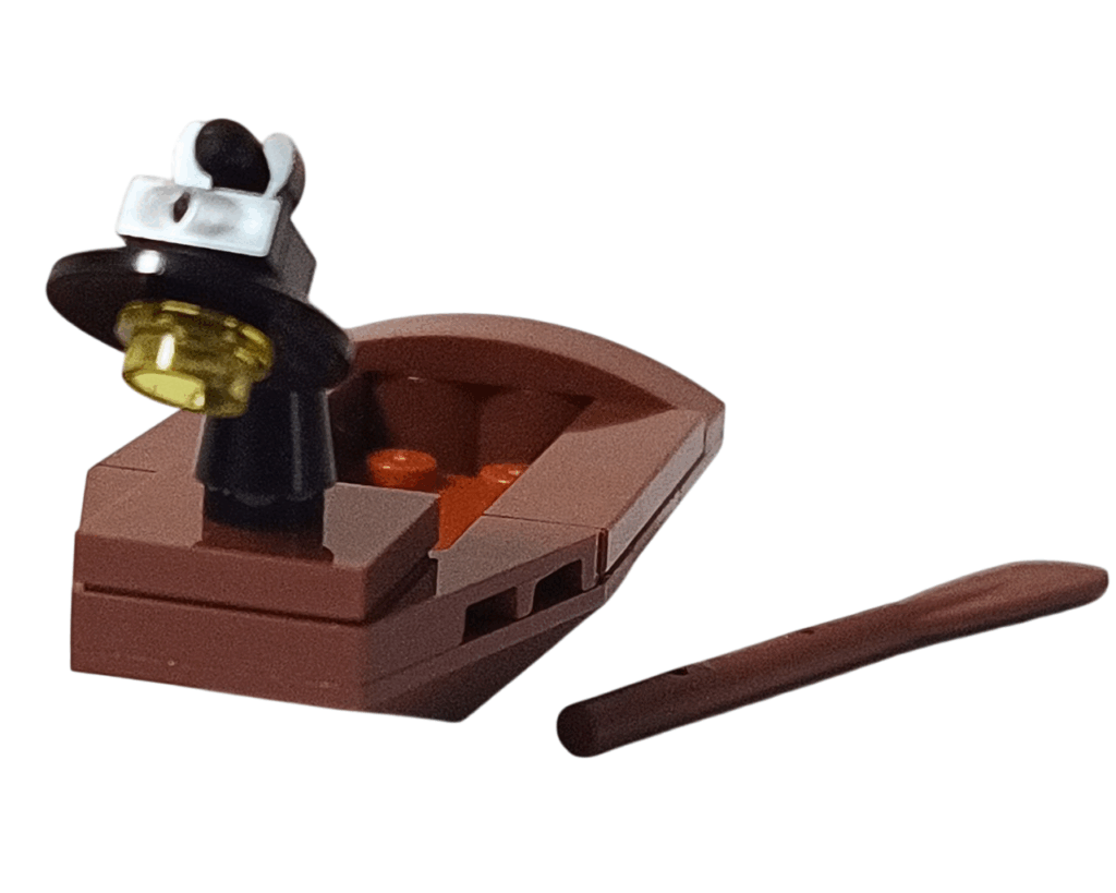 LEGOのホグワーツ行きボート（正面アングル、ランタン付き）