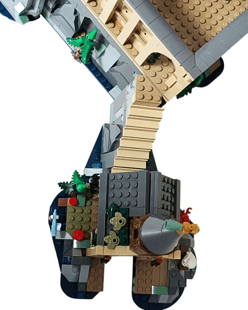 LEGOホグワーツ大広間セットとボートハウスの接続（俯瞰アングル）