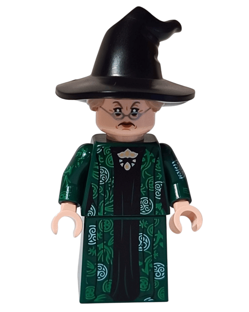 LEGOミニフィグ「マクゴナガル先生」の厳しい表情フェイス