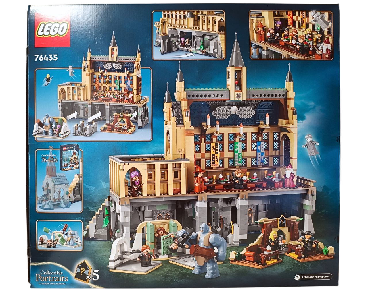 ホグワーツ城 大広間セットのパッケージ背面、セットの遊び方が掲載