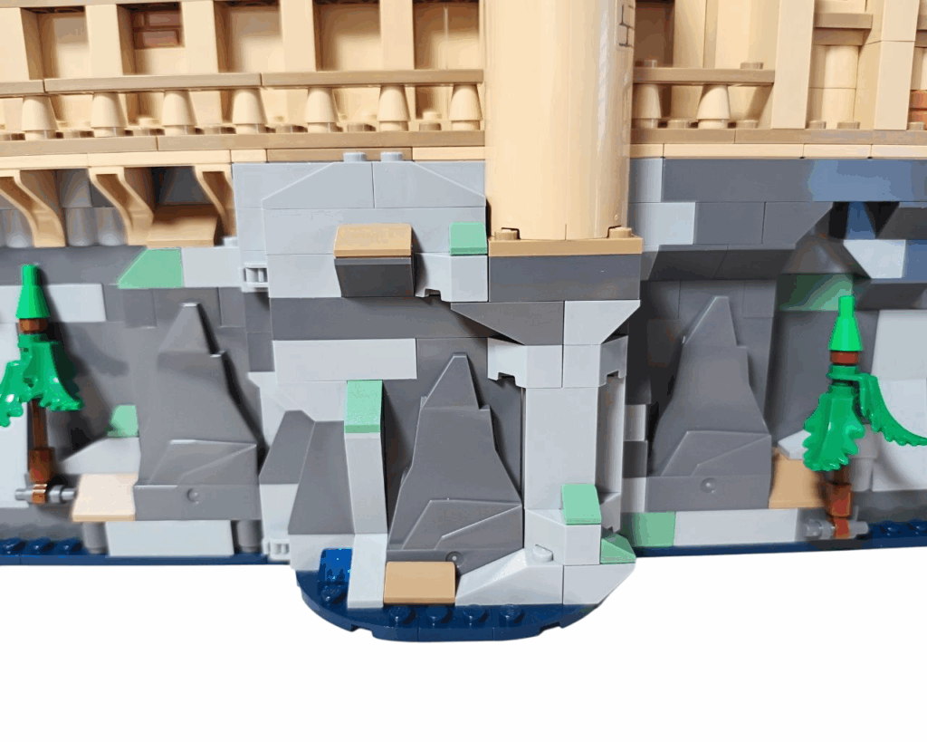 ホグワーツ大広間セットの岩壁の一部をクローズアップ