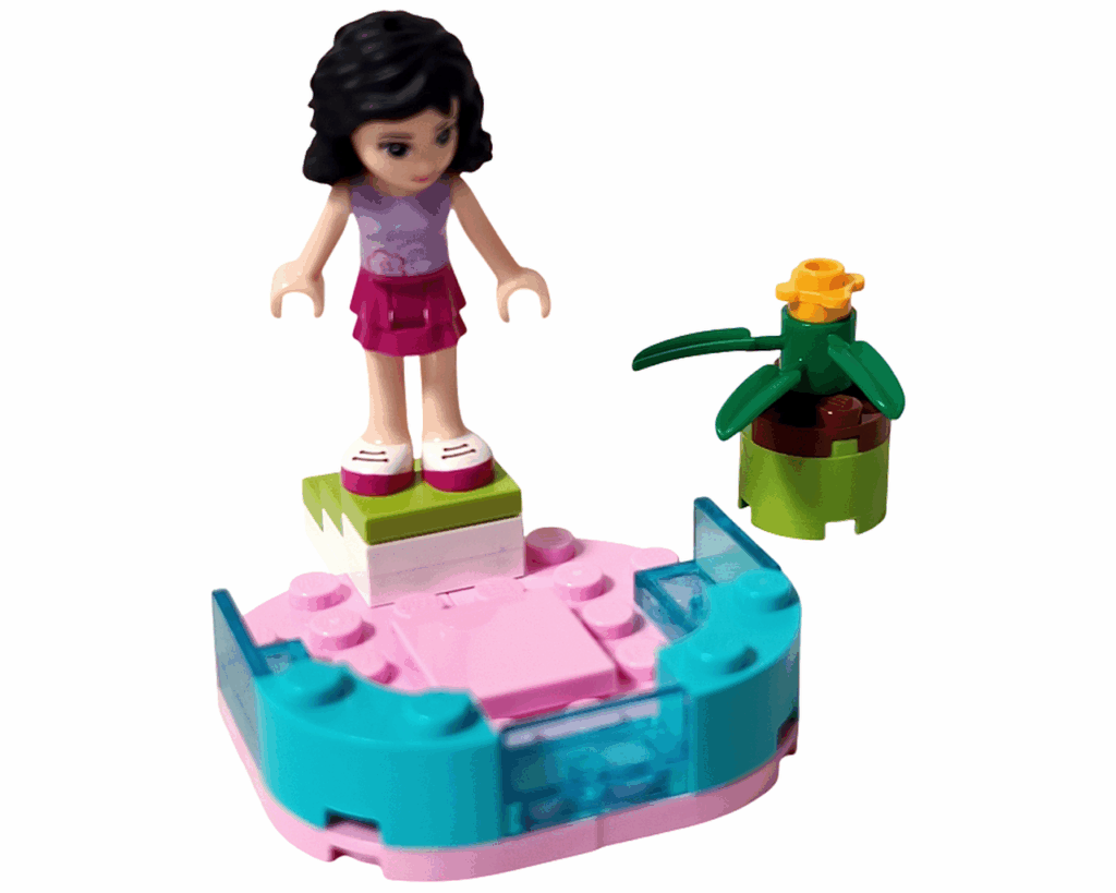 LEGO Friends 3931 ハッピープールサイド プールを覗き込むエマ。階段に立って水の中を見ている