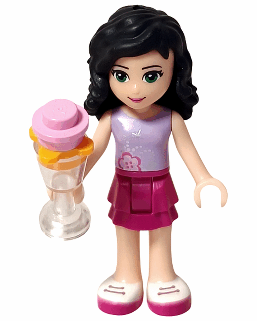 LEGO Friends 3931 ハッピープールサイド エマのミニドール。透明グラスのドリンクを手にしている