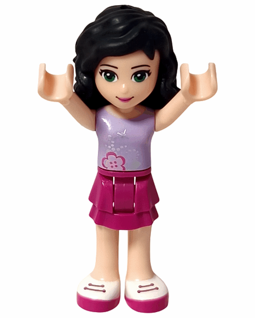 LEGO Friends 3931 ハッピープールサイド エマのミニドール。両手を上げて元気いっぱいに笑っている