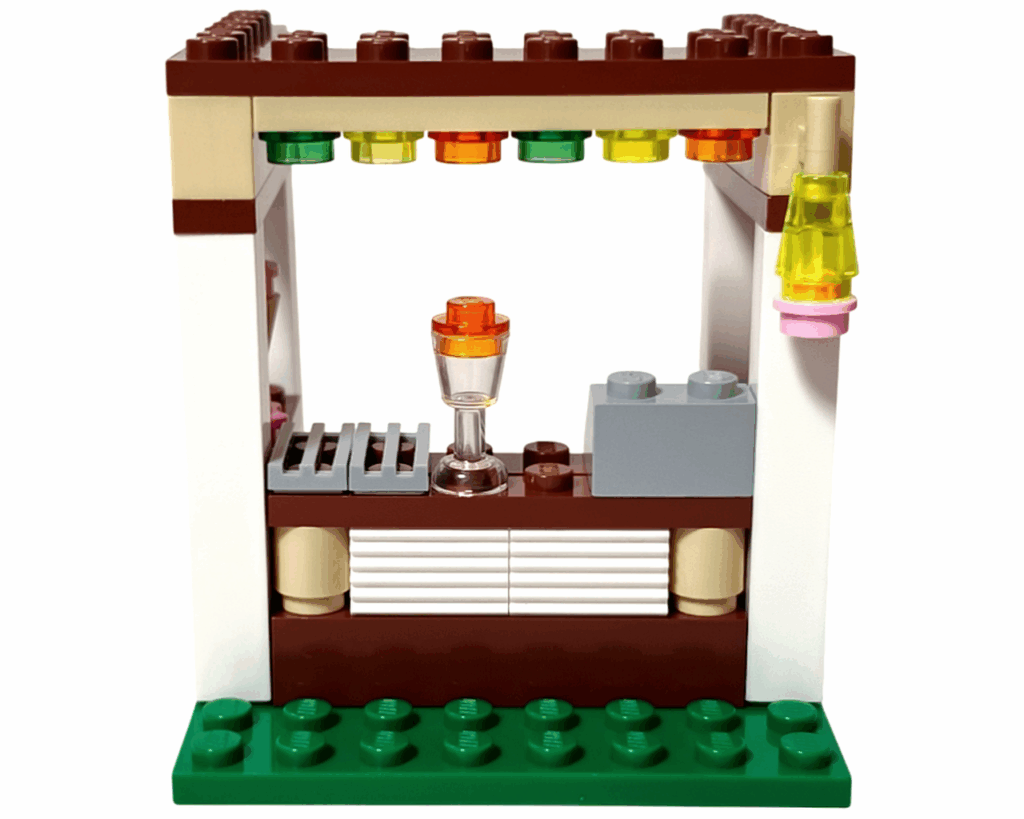 LEGO Friends 41008 スプラッシュプール スナックバーのカウンター上にワッフルとソーセージを配置している