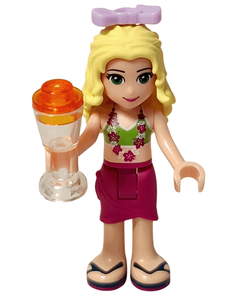 レゴ フレンズ 41008 スプラッシュプール イザベラがオレンジのドリンクを持っている。