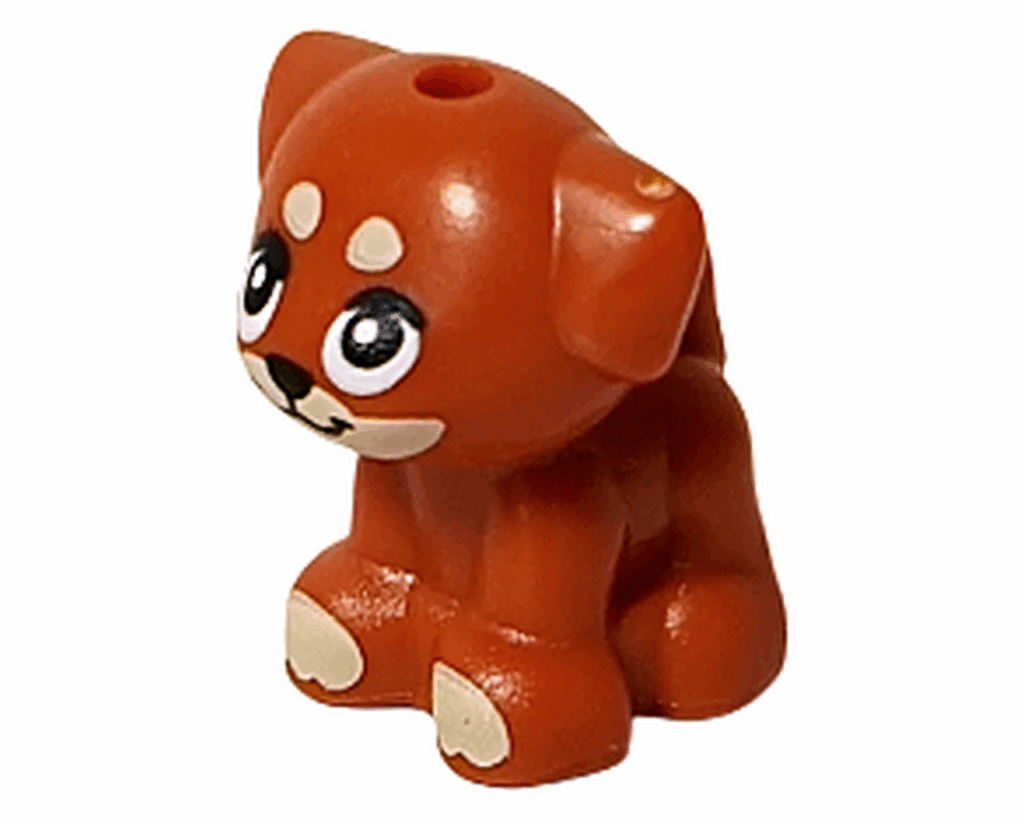 LEGO Friends 42668 茶色い子犬フィギュア「アイラ」。白い足先と大きな瞳が特徴。