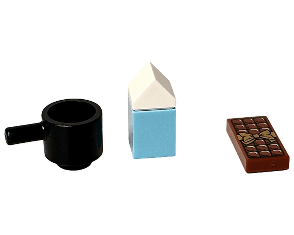 LEGO Friends 42668 ミルクとチョコ、小鍋を並べた調理準備の様子。