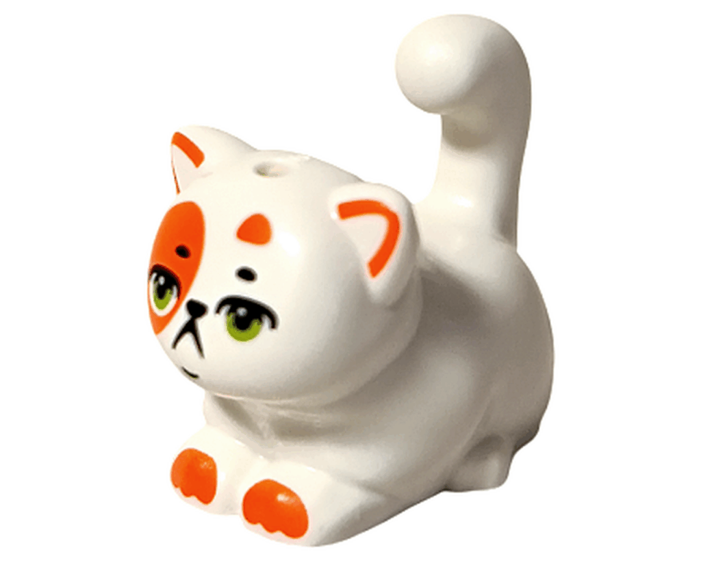 LEGO Friends 42668 チュロス。白い体にオレンジの模様、丸いグリーンの瞳が特徴のねこフィギュア。