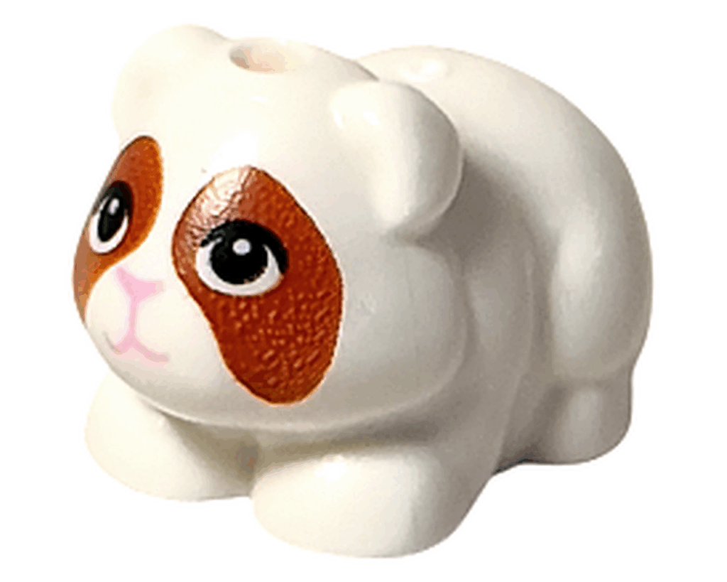 LEGO Friends 42668 小さなモルモット。白い体に茶色い模様の小動物フィギュア。