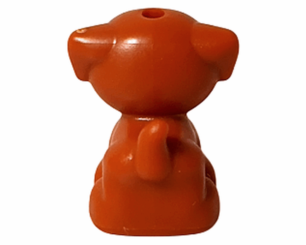 LEGO Friends 42668 アイラ 動物フィギュア 背面。茶色い子犬の背中からしっぽまでがなめらかに続く後ろ姿。