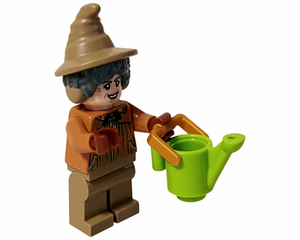 LEGO Harry Potter 76445 スプラウト先生 ミニフィグが緑のジョウロを持っている。