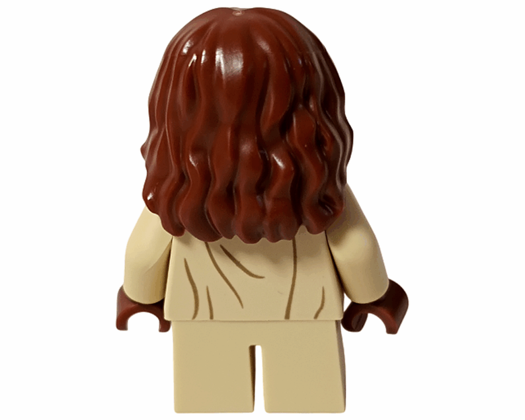 LEGO Harry Potter 76445 ハーマイオニー ミニフィグ背面。ウェーブの髪とベージュのローブが見える。