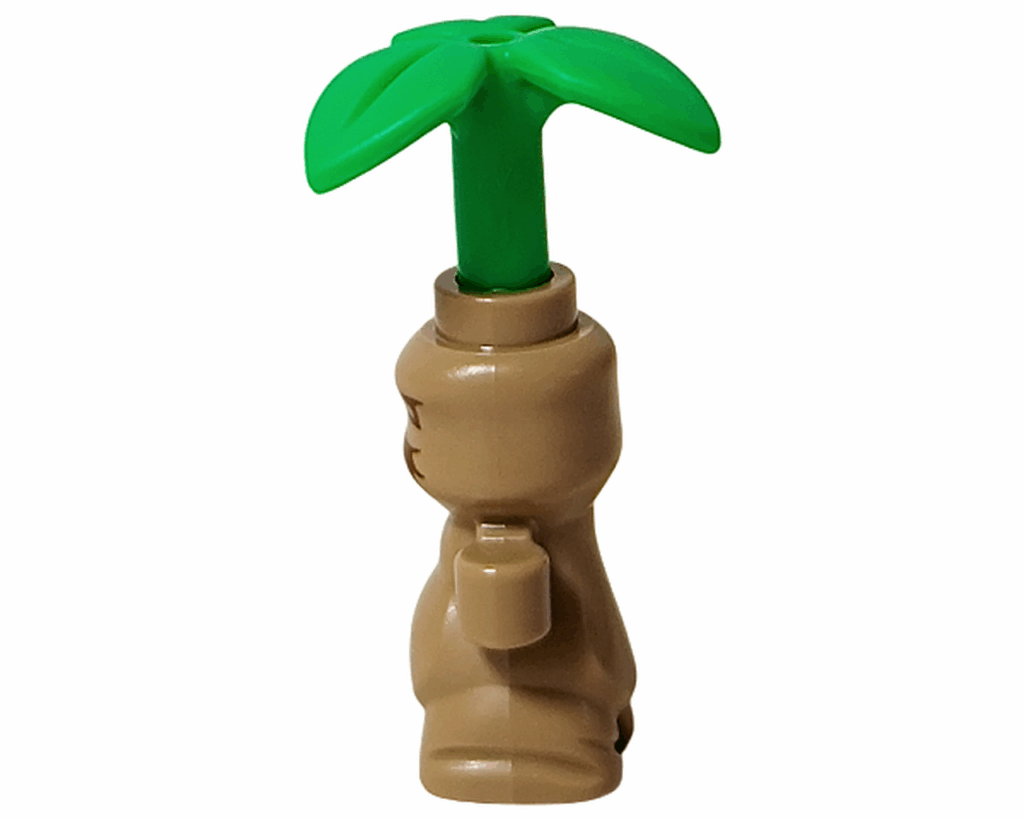 LEGO Harry Potter 76445 マンドレイク フィギュア左側面。緑の葉と丸い胴体が見える。