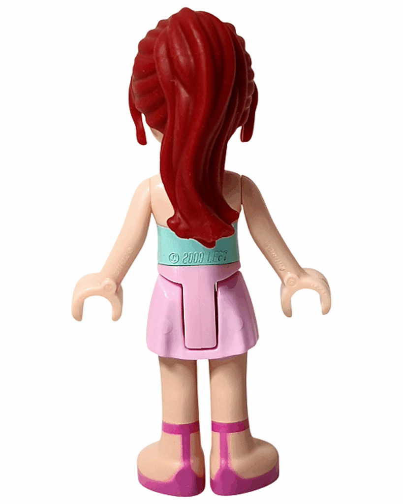 レゴ フレンズ 3939 ルームデコセット ミアのミニドール後ろ姿。赤毛のポニーテールが背中に流れている