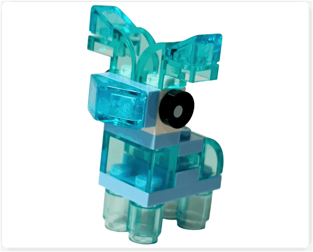 LEGO Harry Potter 76456 アドベントカレンダー2025 スタッグ・パトローナス完成。 透明ブルーのブロックで構成された、光をまとった牡鹿のミニモデル。