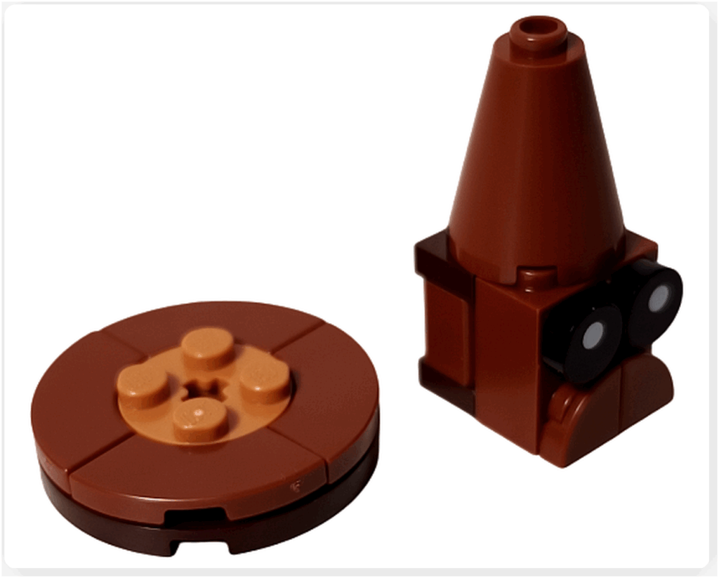 LEGO Harry Potter 76456「ハリー・ポッター アドベントカレンダー2025」5日目の組立途中。 茶色い円形のつばと円すい状の帽子部分が形を取りはじめている。