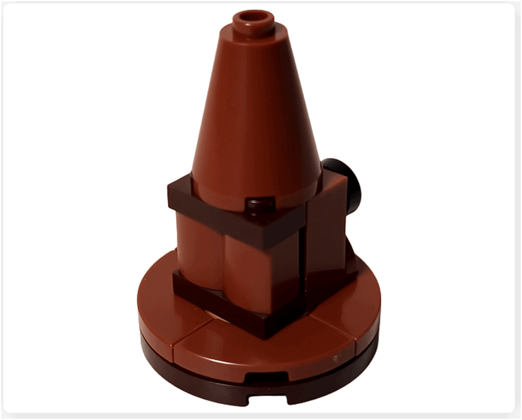 LEGO Harry Potter 76456「ハリー・ポッター アドベントカレンダー2025」組み分け帽子の背面。 円すい形の上部から、丸いベースにかけて滑らかな曲線で構成されている。