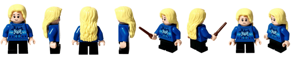 LEGO Harry Potter 76456「アドベントカレンダー2025（Harry Potter Advent Calendar 2025）」登場キャラクター、ルーナ・ラブグッドのミニフィギュア。 青いセーター姿で杖を持つ冬のホグワーツ生徒。