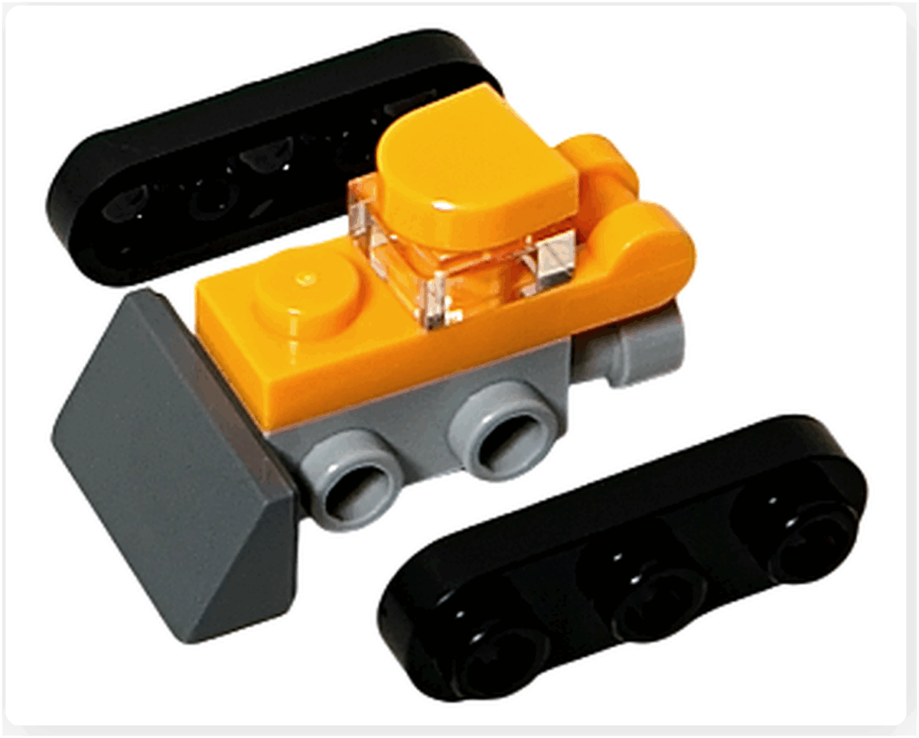 LEGO CITY 60475 Advent Calendar 2025（2日目）ミニ・ブルドーザーの組立途中。キャビン部分と履帯ユニットの一部が組まれた状態。