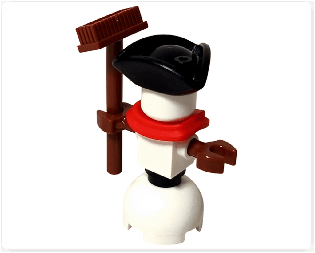 LEGO CITY 60475 Advent Calendar 2025(19日目)雪だるまの背面。丸い白いボディと、背中側に見えるデッキブラシパーツの後方ビュー。