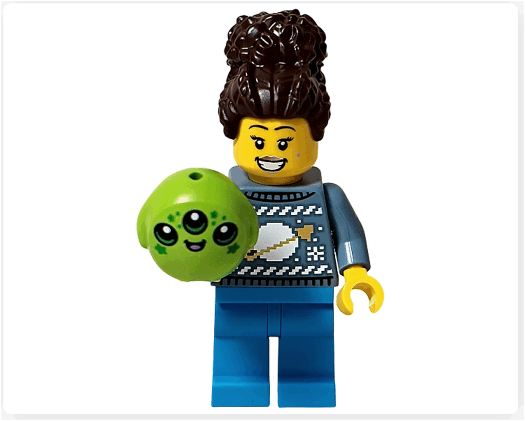 LEGO City 60475 Advent Calendar 2025 ミニフィグ（エイリアンぬいぐるみの女性・ぬいぐるみを抱えるポーズ）