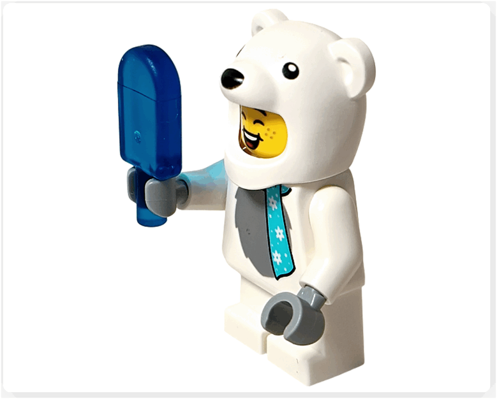 LEGO CITY 60475 Advent Calendar 2025 ホッキョクグマコスチュームの男の子 アイスキャンディー持ち 斜め角度