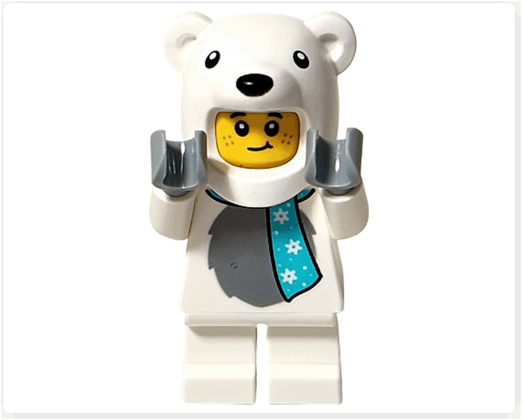 LEGO CITY 60475 Advent Calendar 2025 ホッキョクグマコスチュームの男の子 別表情 両手をあげて