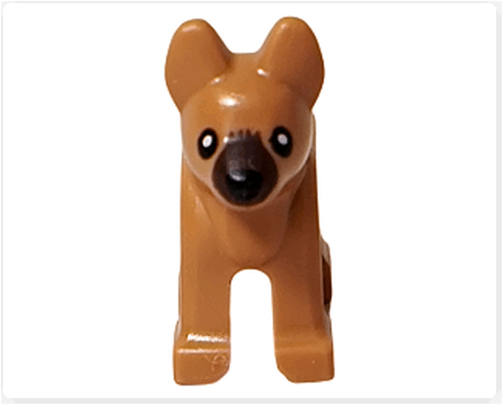 LEGO CITY 60475 Advent Calendar 2025 子犬フィギュア 正面。丸い目と鼻先のプリントが特徴。