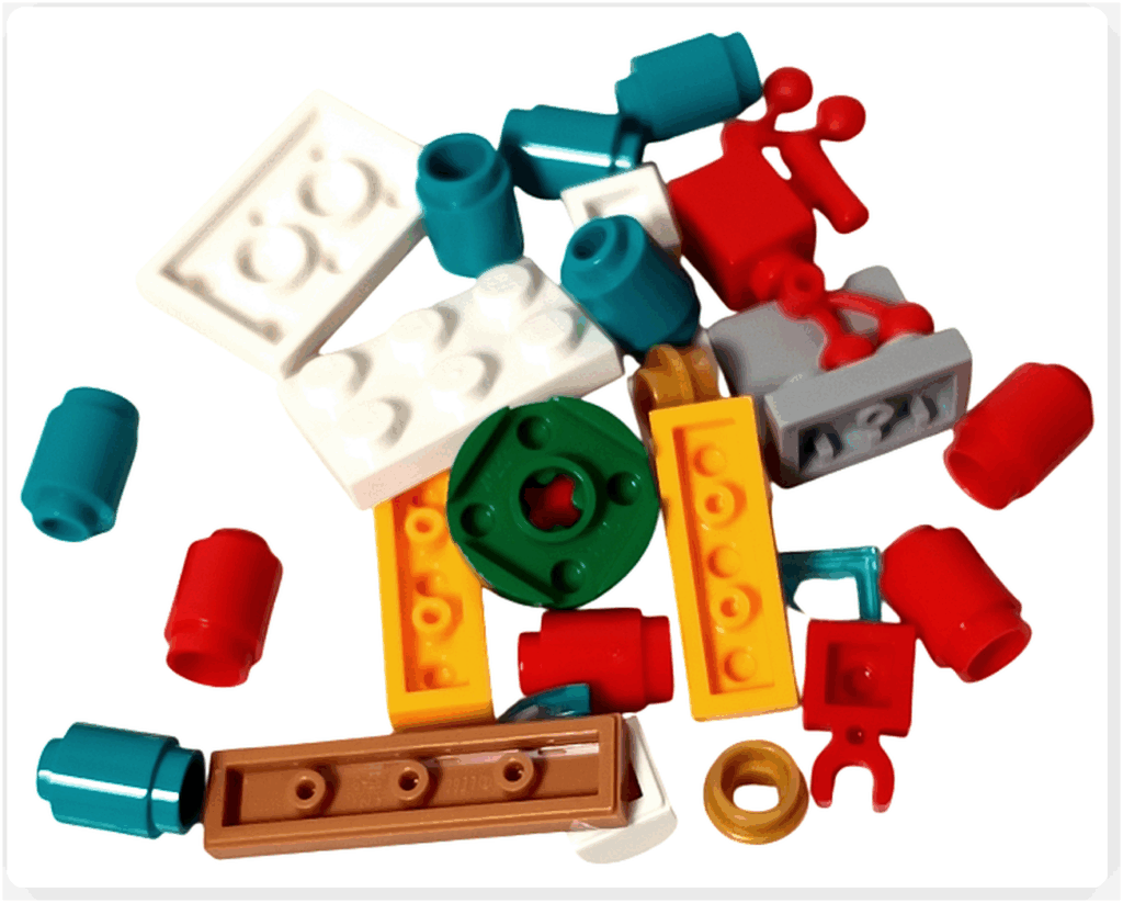 LEGO Friends 41758「アドベントカレンダー2023」２日目のパーツ。 赤・黄・ターコイズのブロック入りで、アジリティ・ハードルを作るカラフルなセット。冬のペットトレーニング用部品。