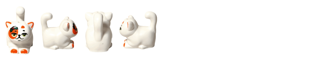 LEGO Friends 41758 チュロス（ネコフィギュア）の4方向まとめ。正面・右側面・背面・左側面を並べたギャラリー画像。