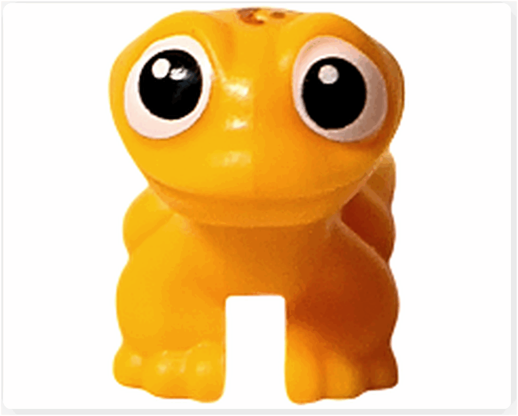 LEGO Friends 41758 ポップコーンの正面。大きな目と黄色いボディが特徴のトカゲのフィギュア。