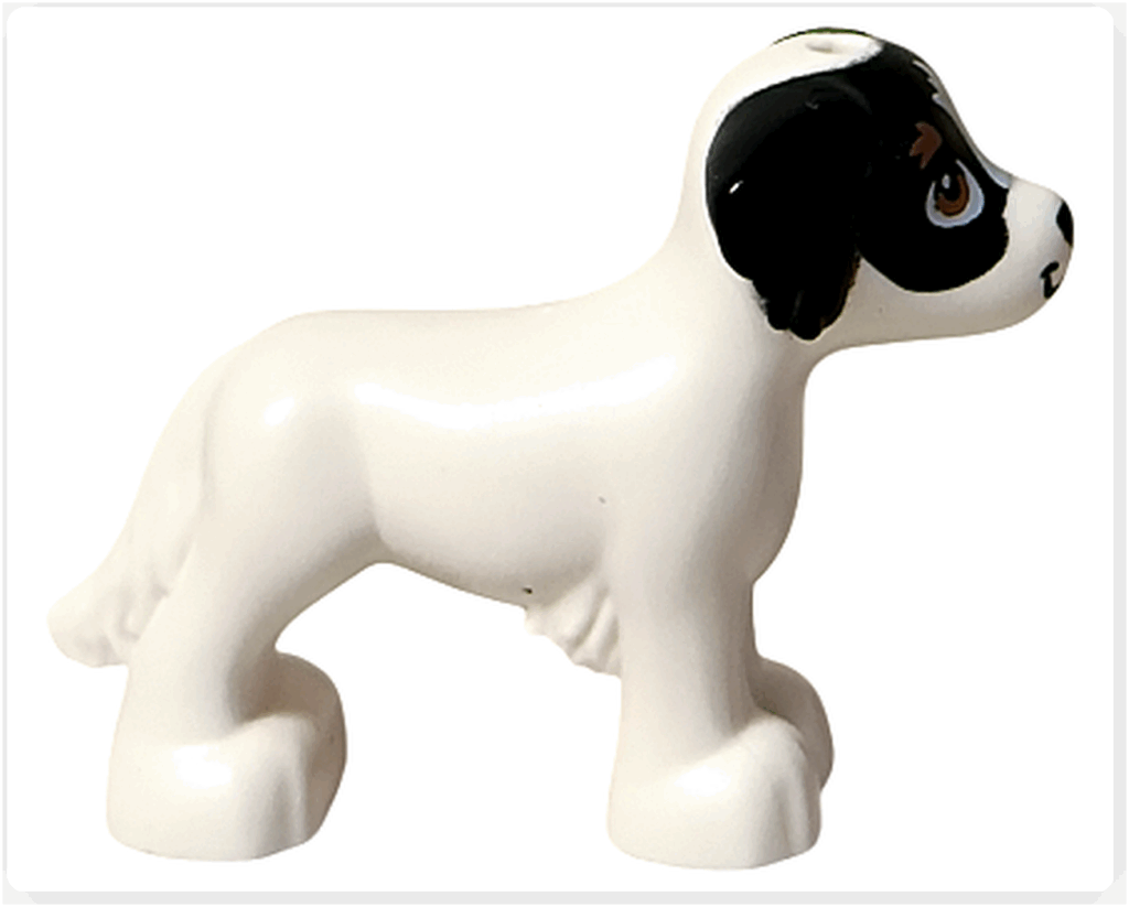 LEGO Friends 41758 デイジーの右側面。細身の体と顔の黒模様が確認できる。