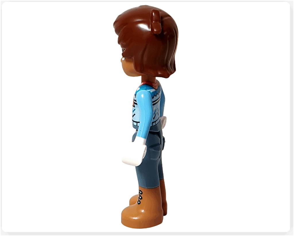 LEGO Friends 41758 レオの背面。背中にもブルー系の冬柄プリントが入っている。