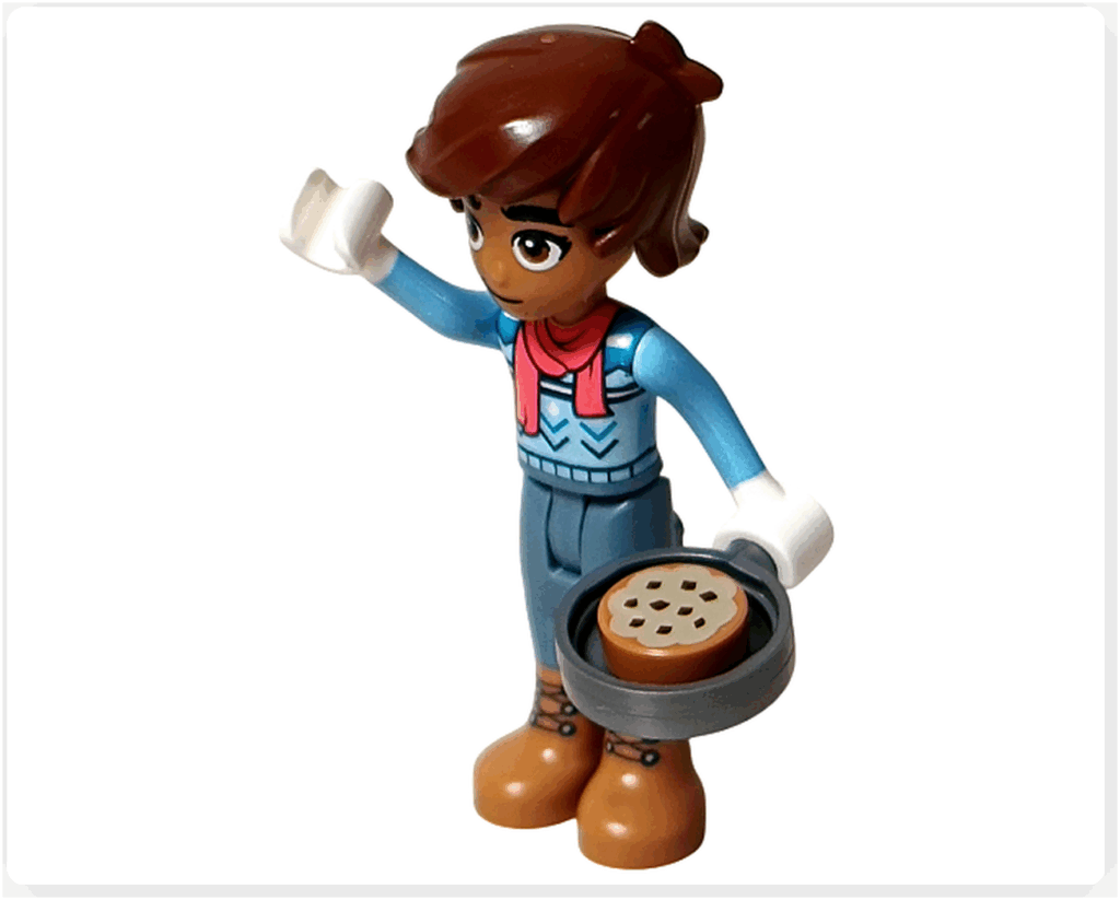 LEGO Friends 41758 レオがフライパンに大きなクッキーをのせて持っている。