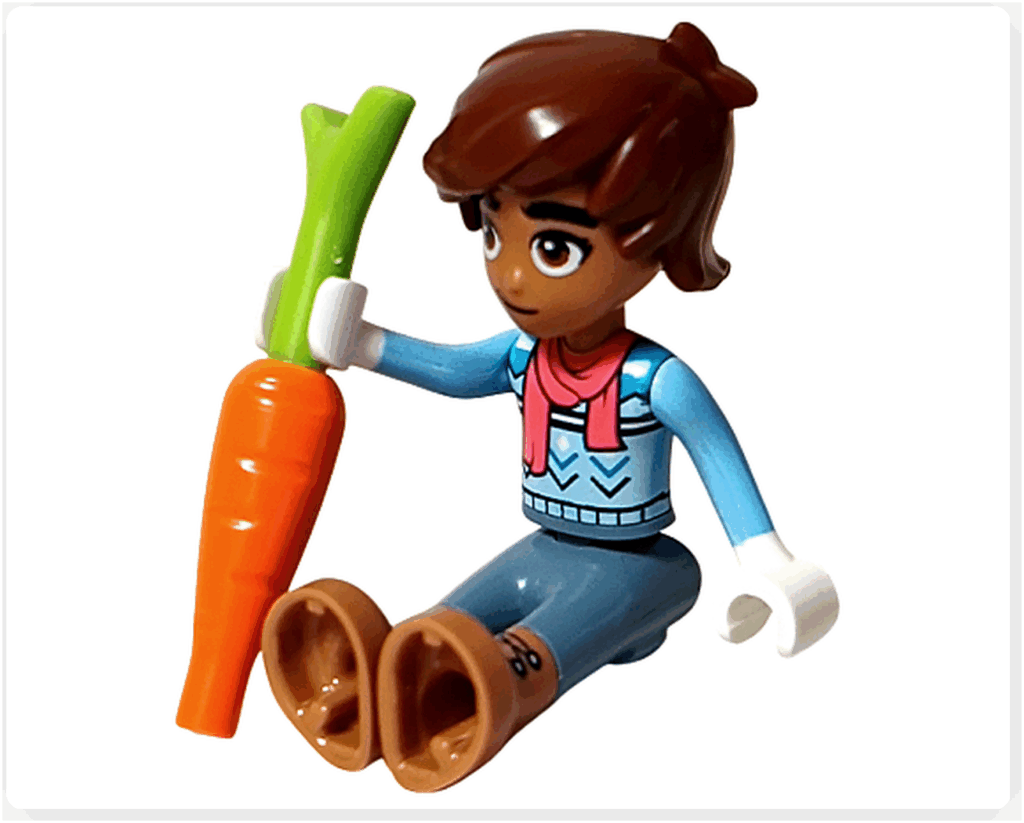 LEGO Friends 41758 レオがニンジンを持って座っている。