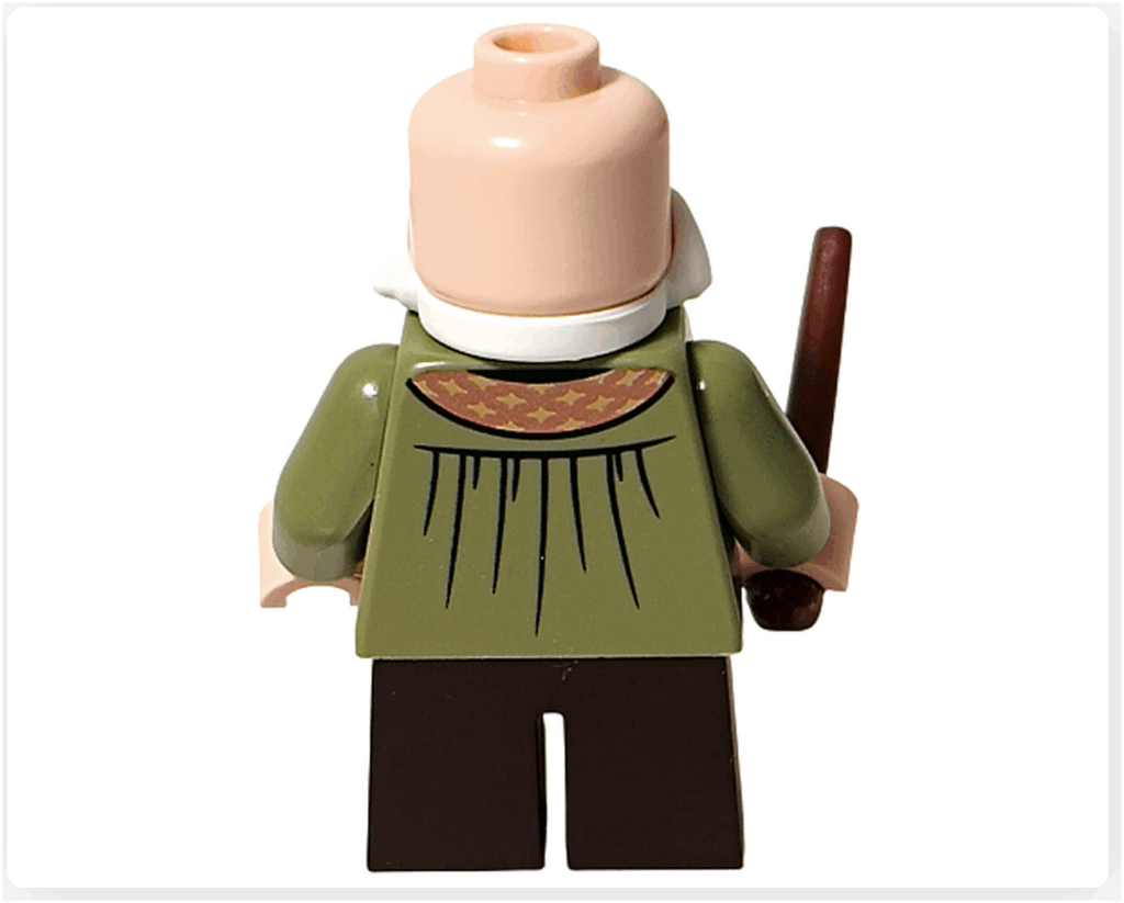 レゴ ハリー・ポッター 76442 フリットウィック先生のミニフィギュア背面。ローブのシワや柄の後ろ側プリントが分かる後ろ姿