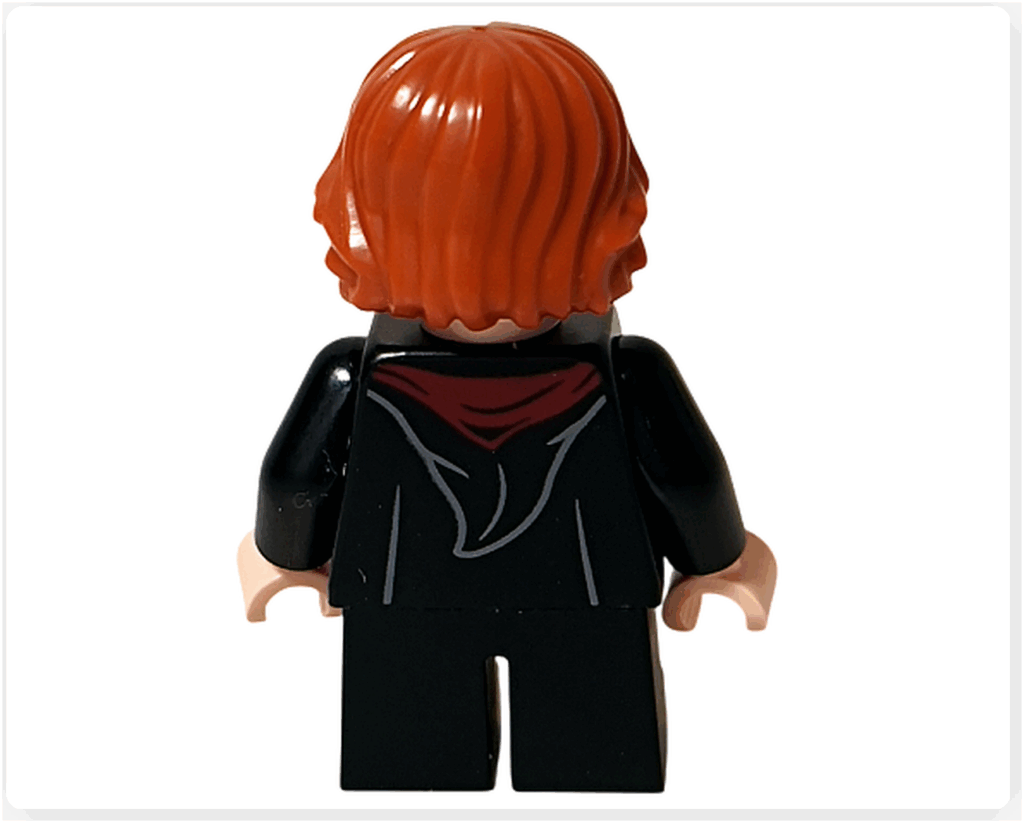 レゴ ハリー・ポッター 76442 のロン・ウィーズリー ミニフィグ背面。ローブのフードプリントと後ろ髪の造形が特徴。