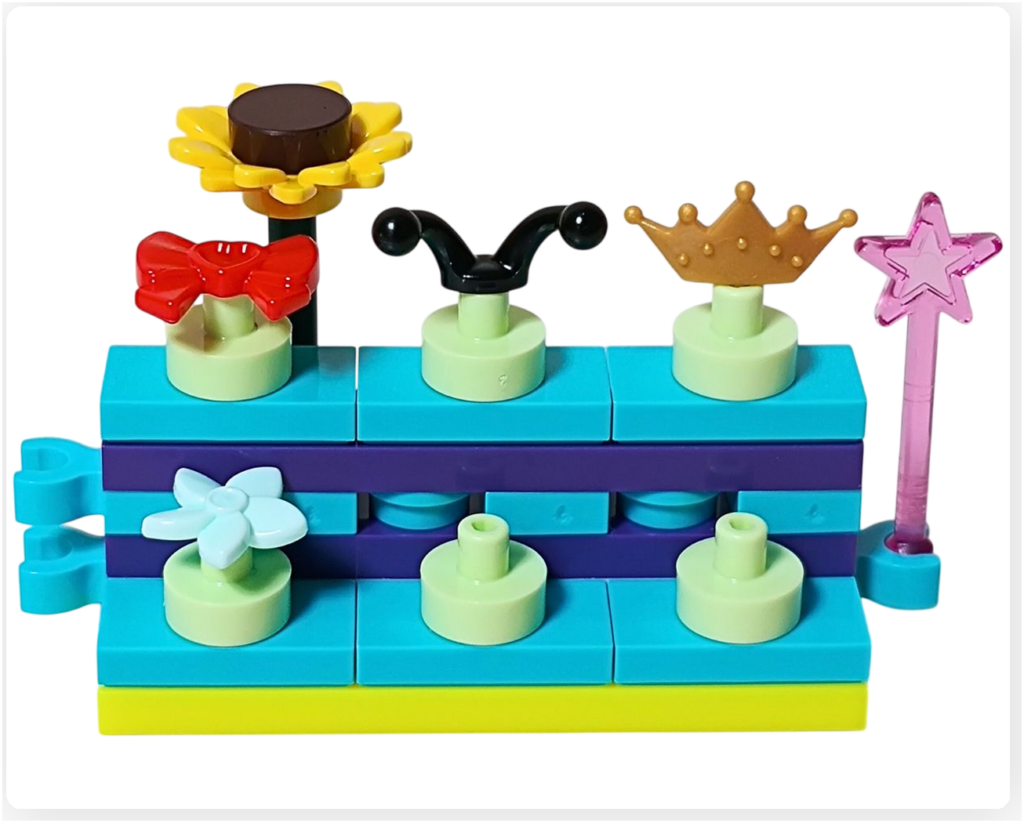 レゴ フレンズ 42661「ユニコーンと妖精のコスプレパーティー」仮装用小物を並べた衣装台