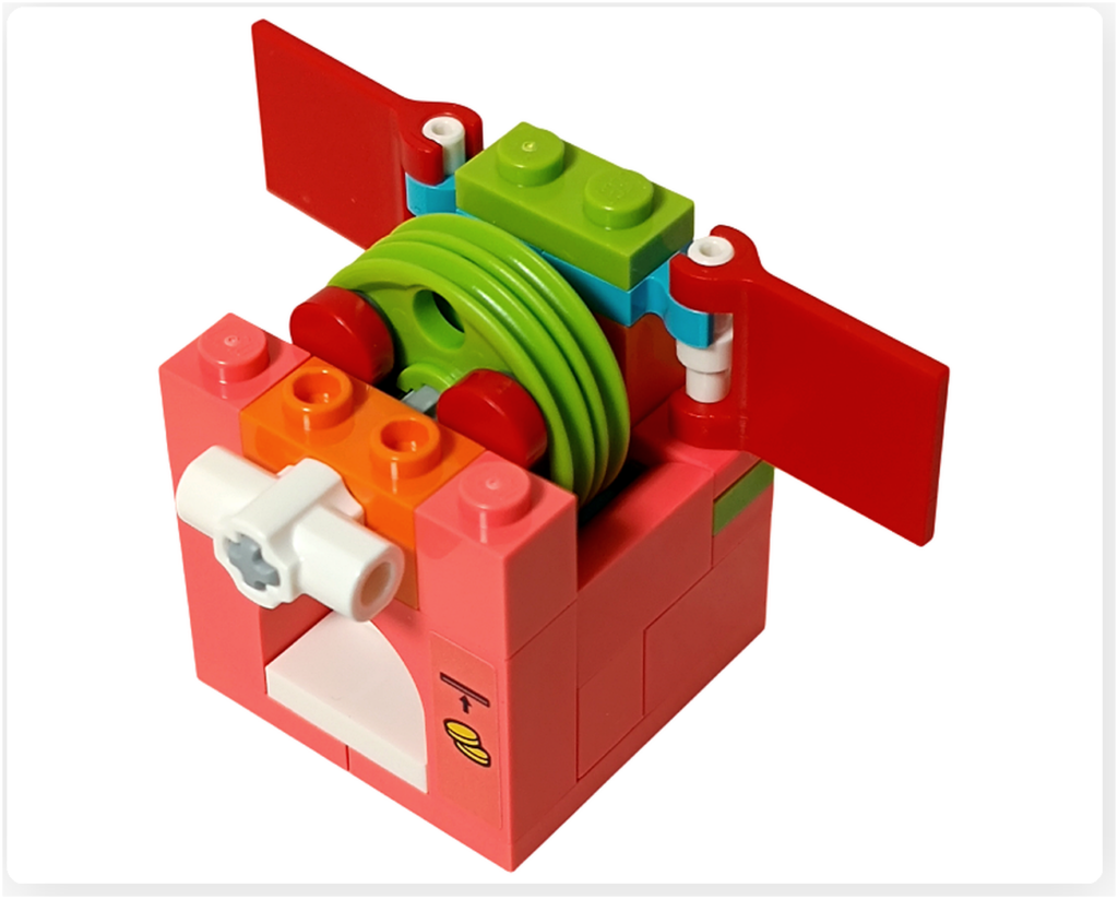 レゴ フレンズ 42674 ガチャギミックのサイドを開いた状態で内部構造が確認できる組立過程。