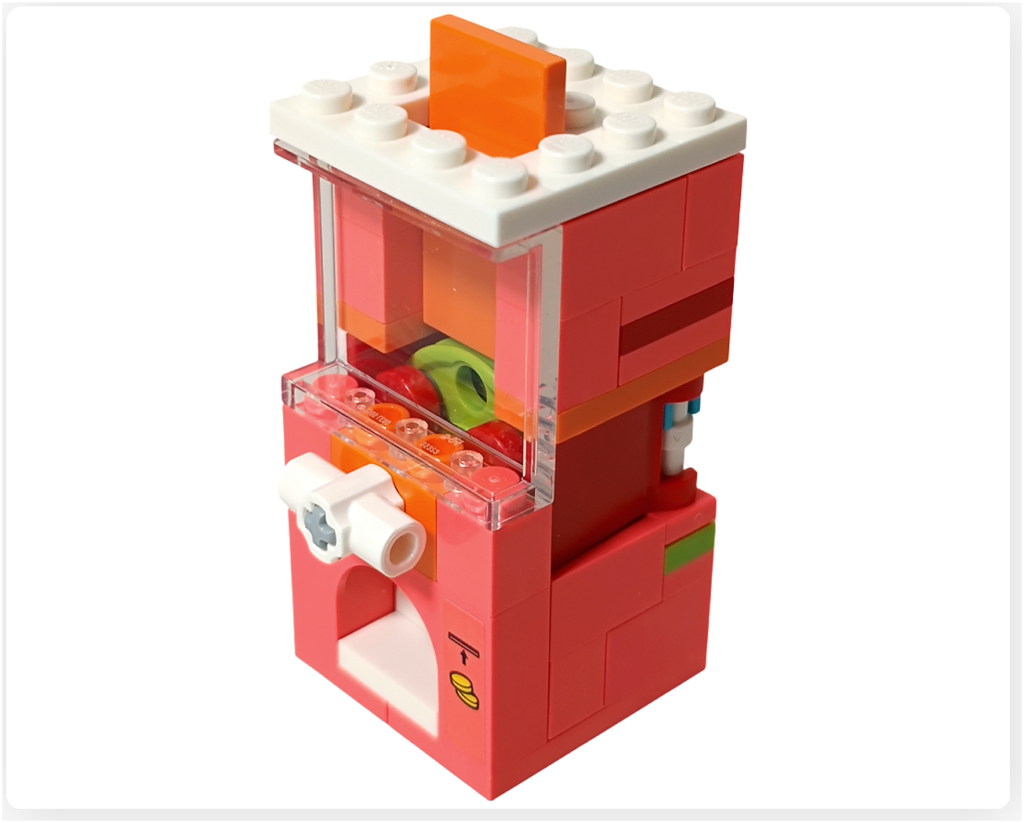 レゴ フレンズ 42674 ガチャギミックのメダル収納部に透明パーツを取り付けた組立過程。