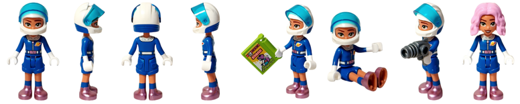 LEGO フレンズ 42674 ノヴァ ミニドール 写真ギャラリー サムネイル 正面 背面 側面 ヘルメット着脱 座りポーズ コミック持ち ブラスター装備のバリエーション一覧