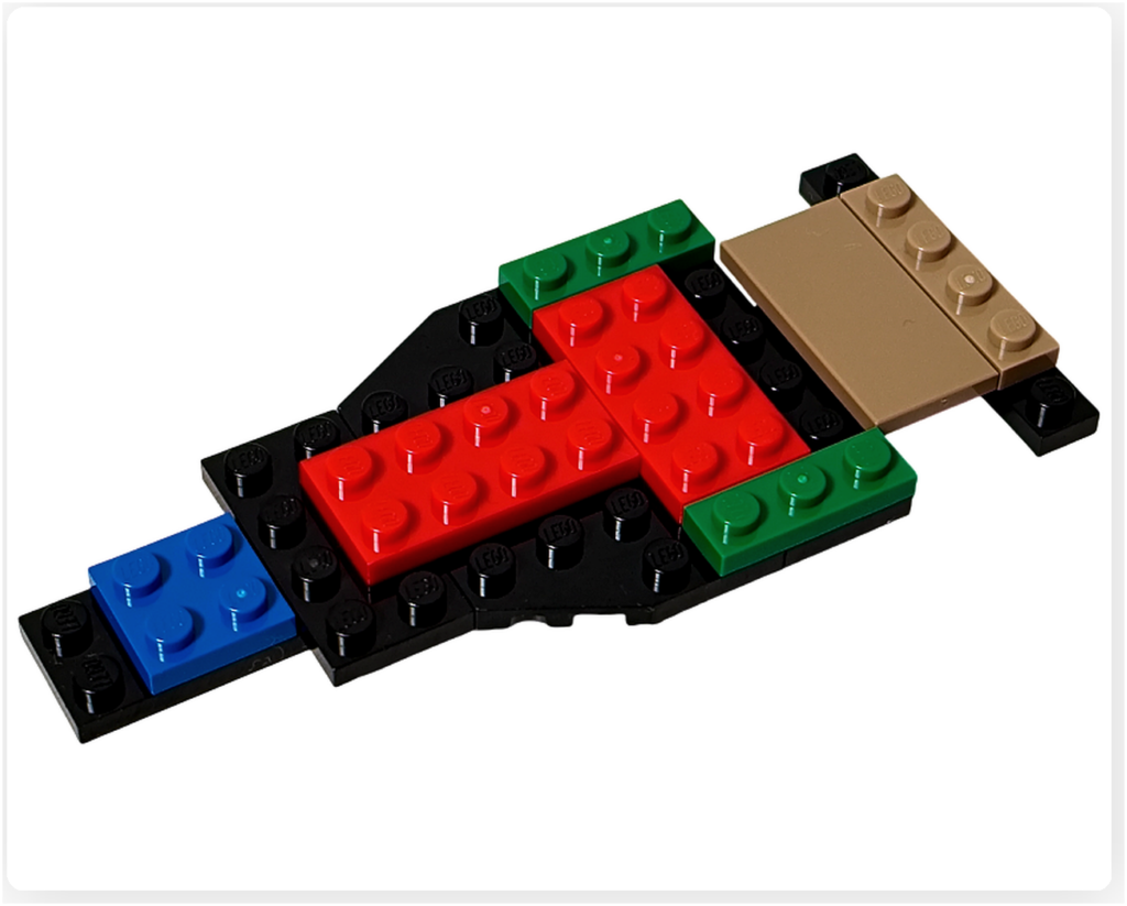 レゴ 40746 シーズナル クリスマスプレゼント配達トラックの組立途中。リア側の床や補強パーツが追加され、後方部分の構造が見える工程です。