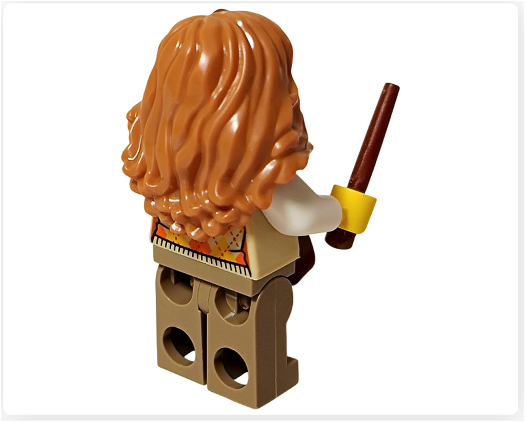 レゴ 40778 雪のあずまや(Winter Gazebo)に含まれるダブルベース奏者のミニフィグ背面。長い髪型とニット風ベストの背面デザインが見える。