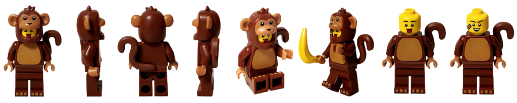 レゴ コレクタブル 71051「ミニフィギュア シリーズ28」サルのコスチューム 各方向・ポーズ・表情一覧