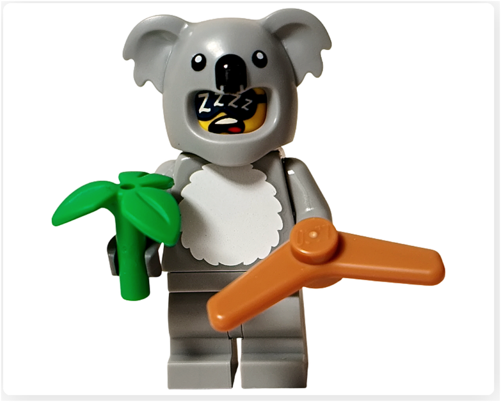 レゴ コレクタブル 71051「ミニフィギュア シリーズ28」コアラのコスチューム 葉とブーメラン 付属品