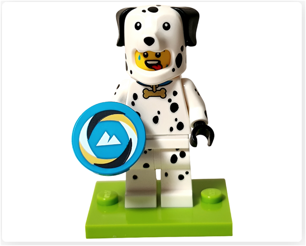 レゴ コレクタブル 71051「ミニフィギュア シリーズ28」ダルメシアンのコスチューム ミニフィギュア 完成状態 フライングディスク付き