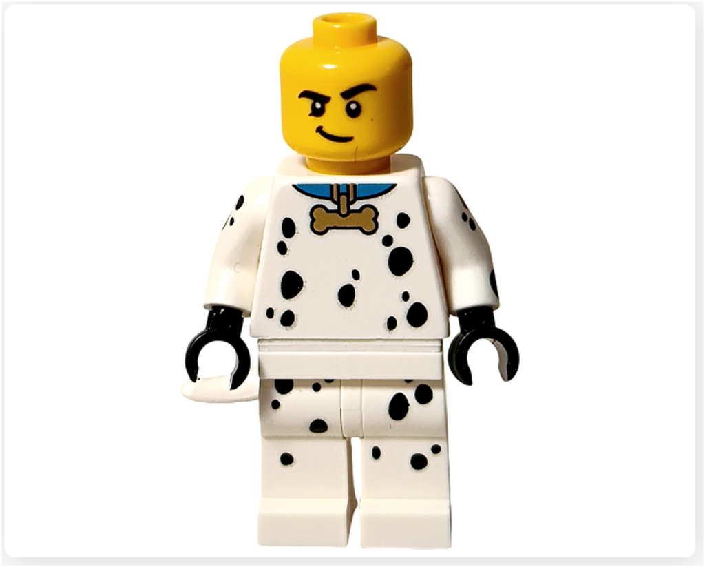 レゴ コレクタブル 71051「ミニフィギュア シリーズ28」ダルメシアンのコスチューム ミニフィギュア 被りものを外した表情②