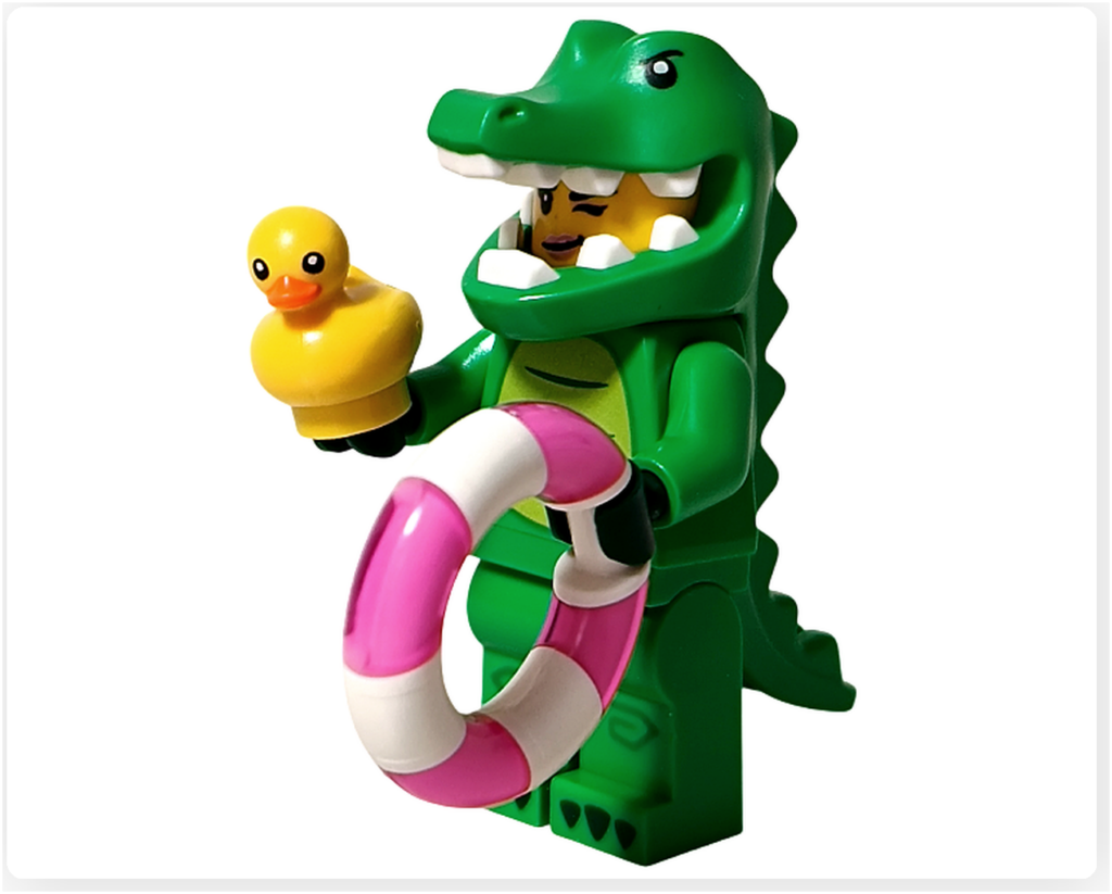 レゴ コレクタブル 71051「ミニフィギュア シリーズ28」ワニのコスチューム ミニフィギュア 浮き輪とアヒルのおもちゃ